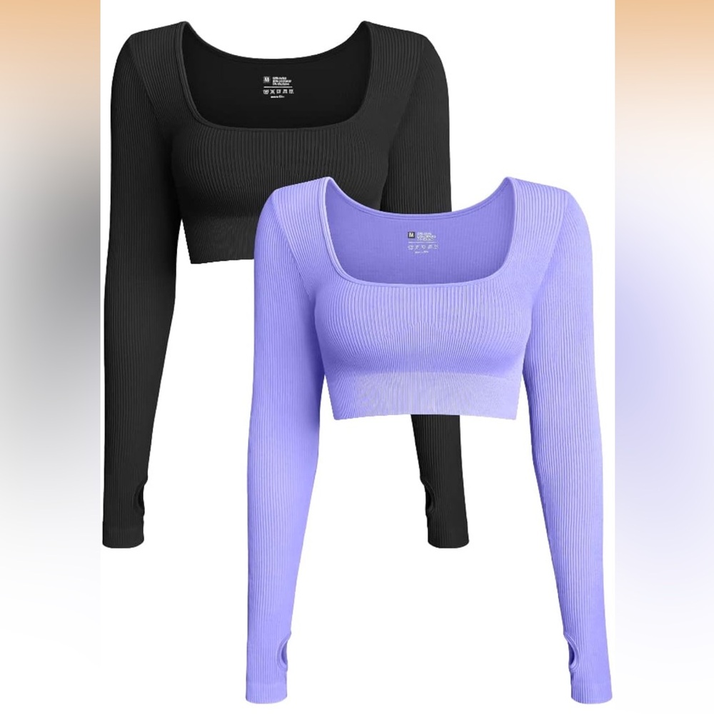 OQQ 2-Pack Ribbed Workout Crop Top